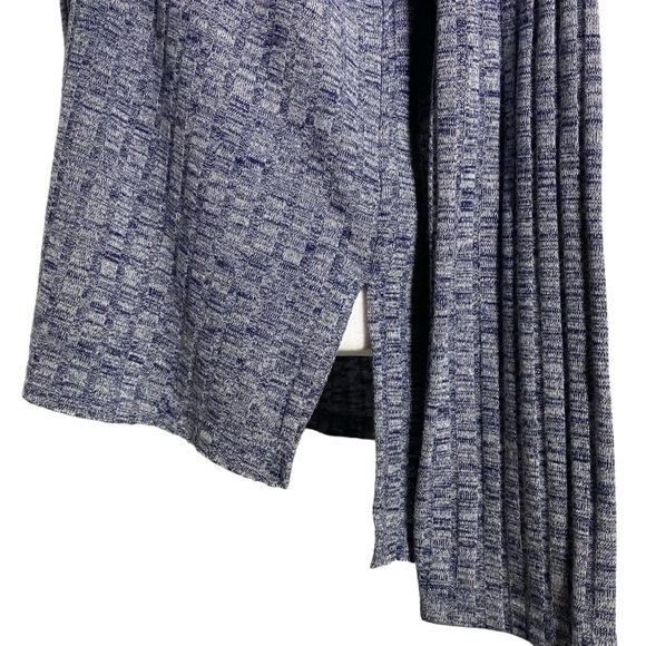 Umgee women's small oversized fit exposed seam pullover heather blue knit top - Picture 2 of 9